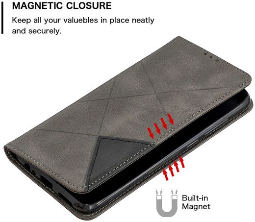 Xiaomi Redmi Note 9 Hoesje Geometrie Portemonnee Grijs afbeelding 6