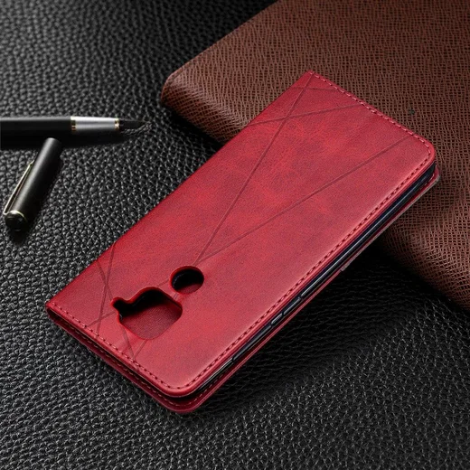 Xiaomi Redmi Note 9 Hoesje Geometrie Portemonnee Rood afbeelding 9