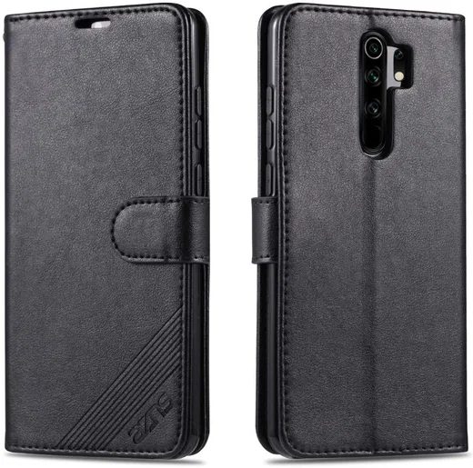 AZNS Xiaomi Redmi 9 Portemonnee Stand Hoesje Zwart afbeelding 1
