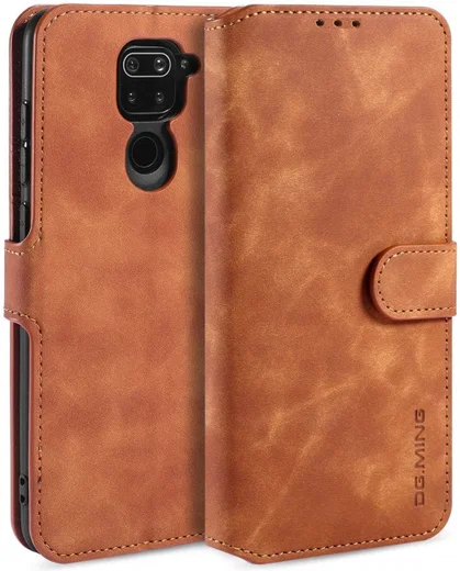 DG Ming Retro Portemonnee Xiaomi Redmi Note 9 Hoesje Bruin afbeelding 1