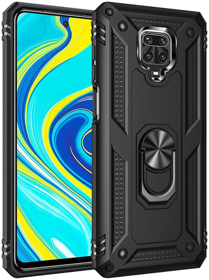 Xiaomi Redmi Note 9 Pro / Note 9S Hybride Hoesje Kickstand Ring Zwart afbeelding 1
