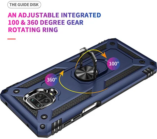 Xiaomi Redmi Note 9 Pro / Note 9S Hybride Hoesje Kickstand Ring Zwart afbeelding 2
