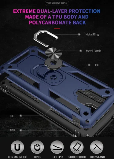 Xiaomi Redmi Note 9 Pro / Note 9S Hybride Hoesje Kickstand Ring Zwart afbeelding 5
