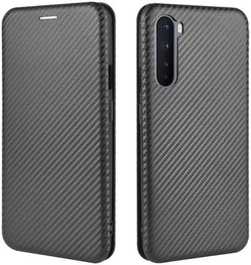OnePlus Nord Carbon Fiber Portemonnee Hoesje Zwart afbeelding 4