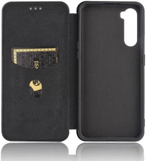 OnePlus Nord Carbon Fiber Portemonnee Hoesje Zwart afbeelding 5