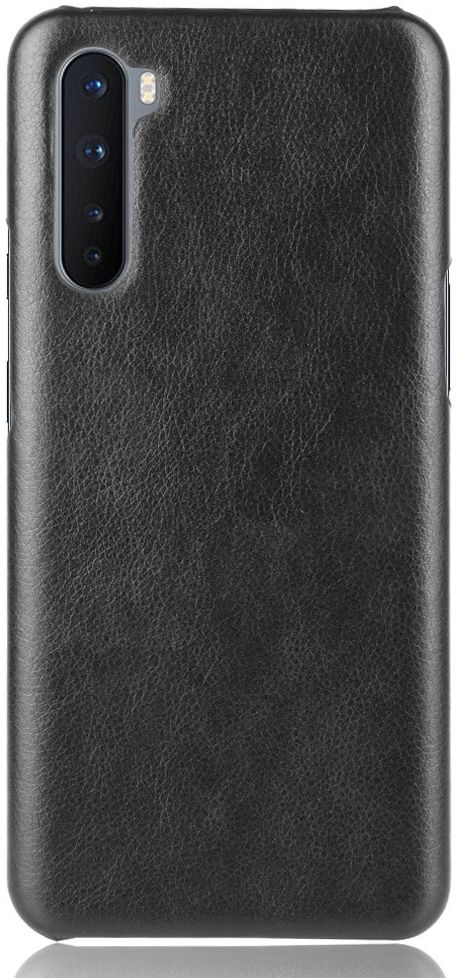 OnePlus Nord Hoesje Litchi Skin Backcover Zwart afbeelding 2