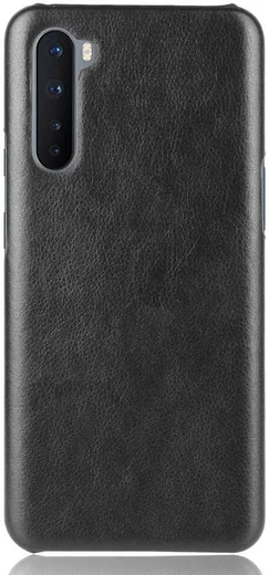 OnePlus Nord Hoesje Litchi Skin Backcover Zwart afbeelding 2