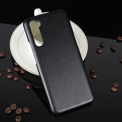 OnePlus Nord Hoesje Litchi Skin Backcover Zwart afbeelding 5