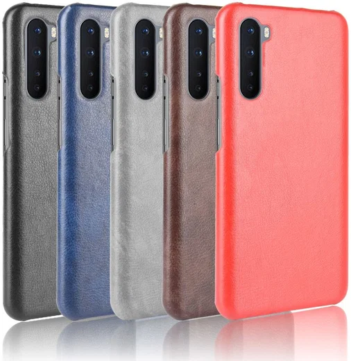 OnePlus Nord Hoesje Litchi Skin Backcover Zwart afbeelding 6