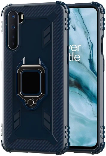 OnePlus Nord Hoesje met Ring Kickstand Blauw afbeelding 1