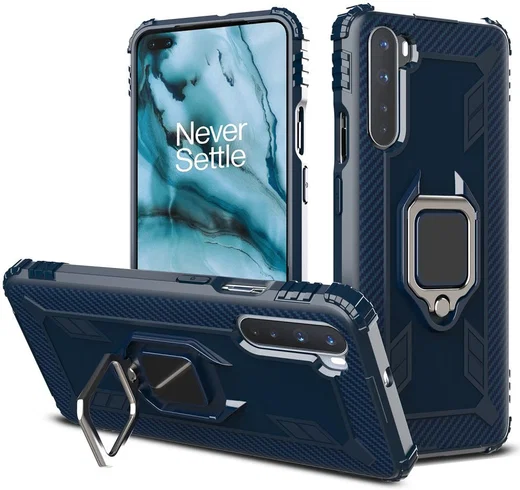 OnePlus Nord Hoesje met Ring Kickstand Blauw afbeelding 2