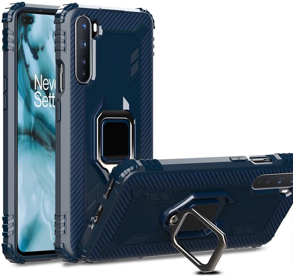 OnePlus Nord Hoesje met Ring Kickstand Blauw afbeelding 3