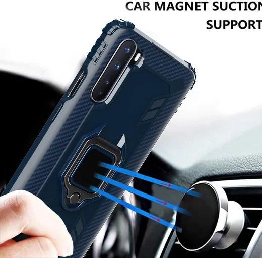 OnePlus Nord Hoesje met Ring Kickstand Blauw afbeelding 4