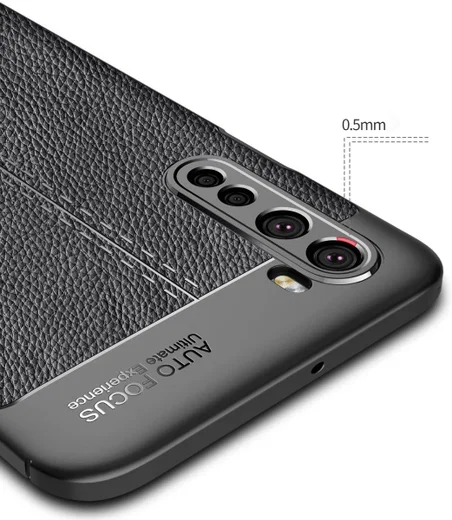 OnePlus Nord Litchi Hoesje TPU met Leren Textuur Blauw afbeelding 8