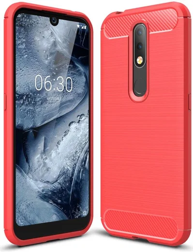 Nokia 4.2 Geborsteld TPU Hoesje Rood afbeelding 1