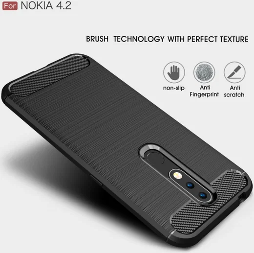 Nokia 4.2 Geborsteld TPU Hoesje Rood afbeelding 4