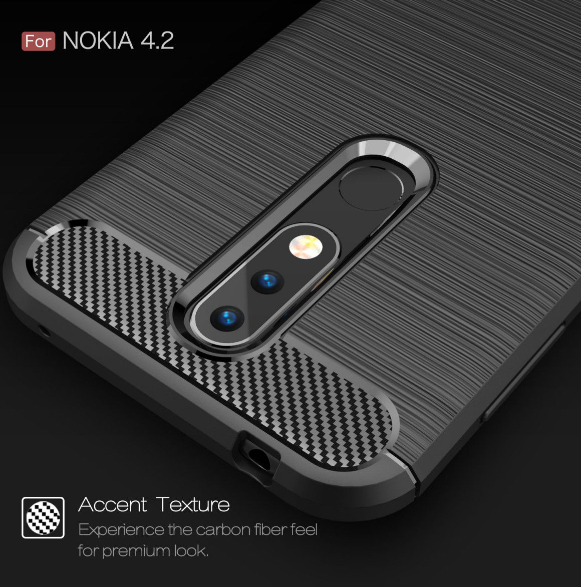Nokia 4.2 Geborsteld TPU Hoesje Rood afbeelding 5