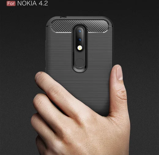 Nokia 4.2 Geborsteld TPU Hoesje Rood afbeelding 9