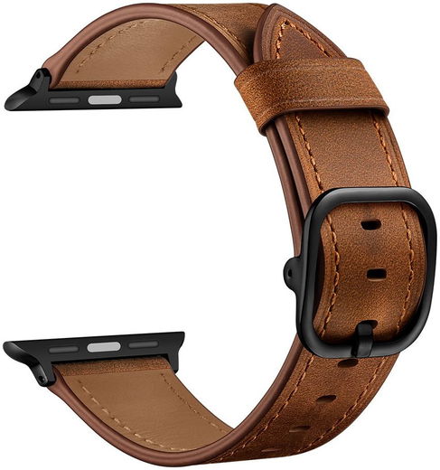 Apple Watch Leren Band - 1-10/SE - 42/41/40/38MM - Modieuze Gespsluiting - Bruin afbeelding 4