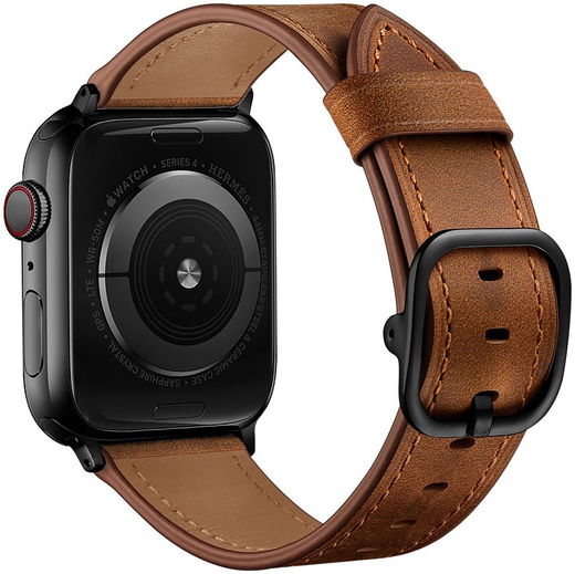 Apple Watch Leren Band - 1-10/SE - 42/41/40/38MM - Modieuze Gespsluiting - Bruin afbeelding 1