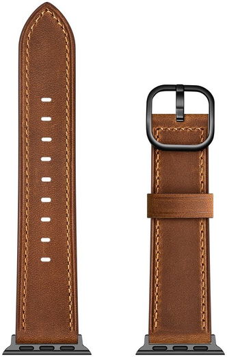 Apple Watch Leren Band - 1-10/SE - 42/41/40/38MM - Modieuze Gespsluiting - Bruin afbeelding 6