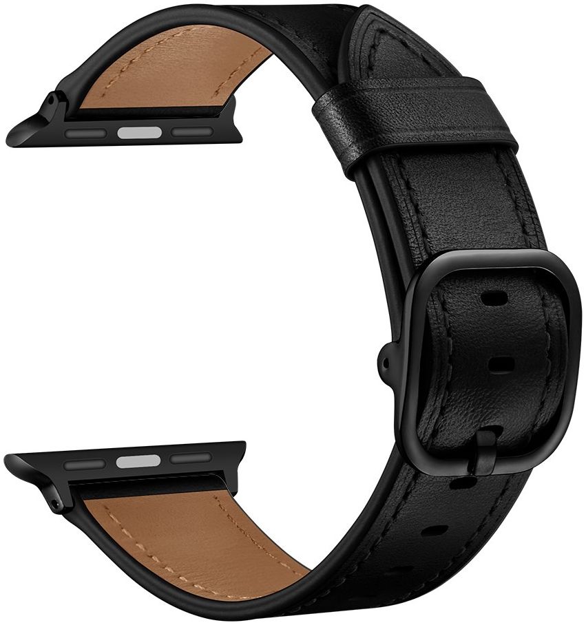 Apple Watch Leren Band - 1-10/SE - 42/41/40/38MM - Modieuze Gespsluiting - Zwart afbeelding 4