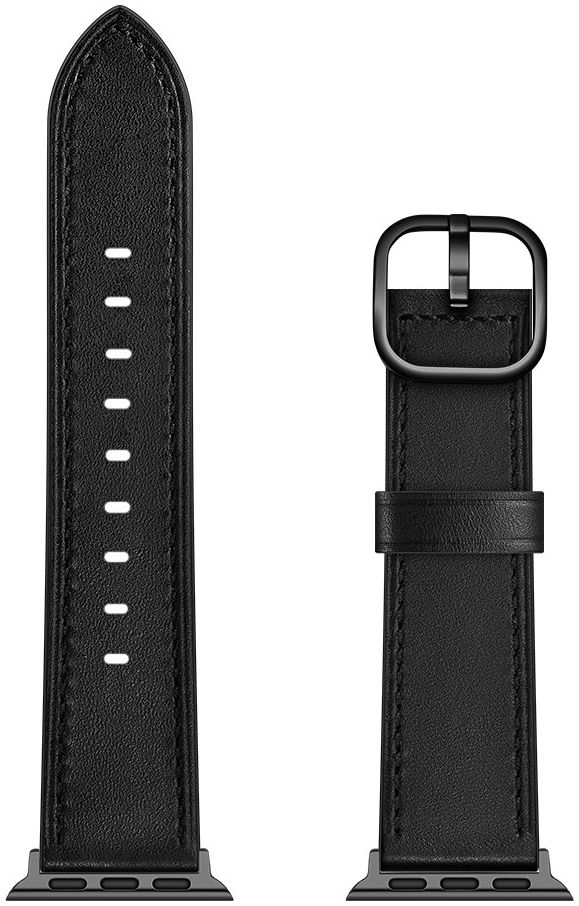 Apple Watch Leren Band - 1-10/SE - 42/41/40/38MM - Modieuze Gespsluiting - Zwart afbeelding 6