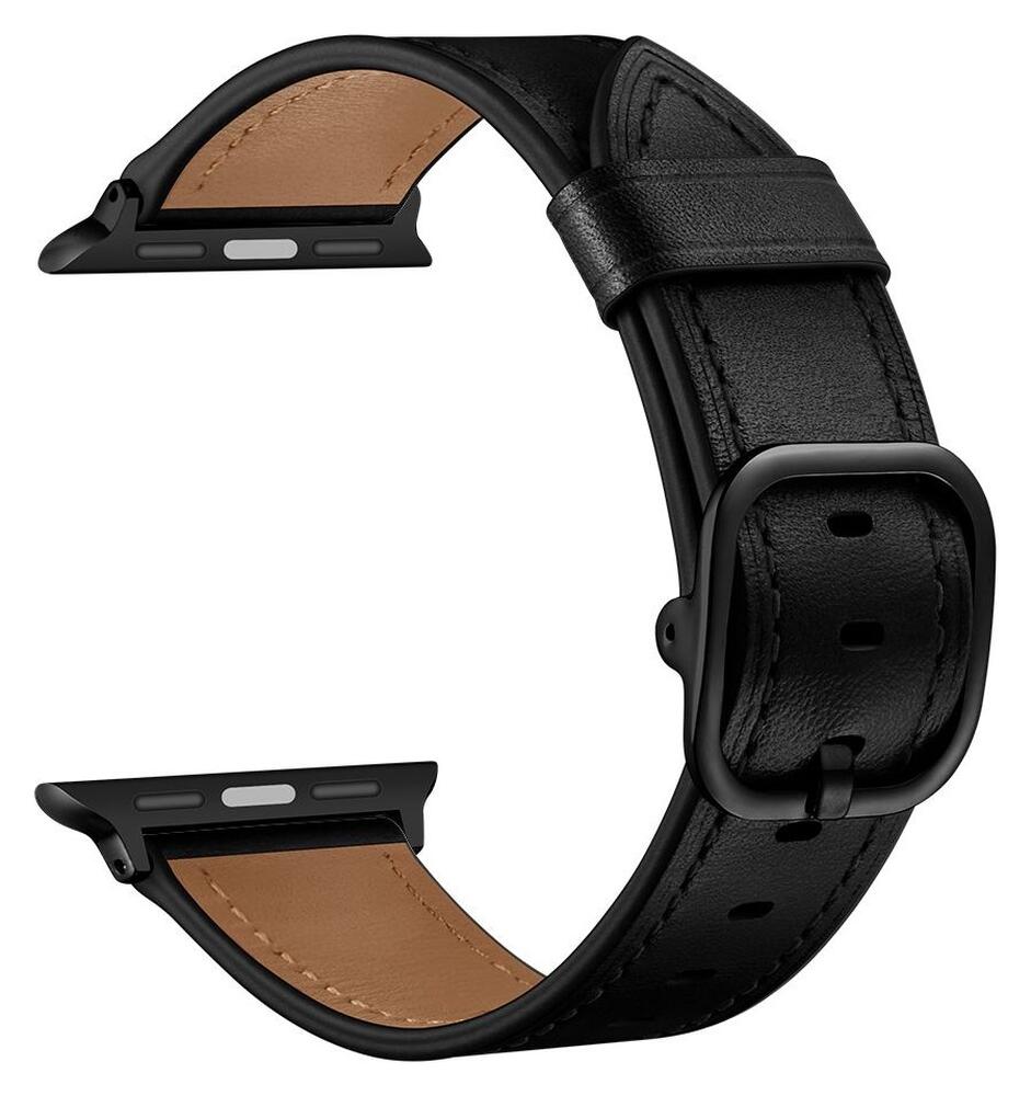 Apple Watch Bandje - 1-10/SE/Ultra - 49/46/45/44/42MM - Leer - Zwart afbeelding 4