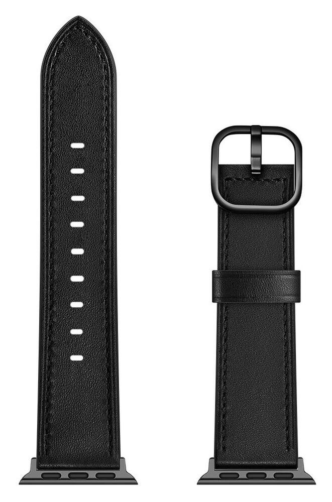 Apple Watch Bandje - 1-10/SE/Ultra - 49/46/45/44/42MM - Leer - Zwart afbeelding 6