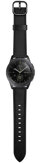Universeel Smartwatch 22MM Bandje Leer met Modieuze Gespsluiting Zwart afbeelding 5