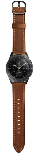 Universeel Smartwatch 22MM Bandje - Leer - met Modieuze Gespsluiting - Bruin afbeelding 5