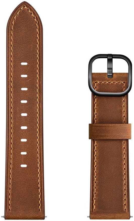 Universeel Smartwatch 22MM Bandje - Leer - met Modieuze Gespsluiting - Bruin afbeelding 6