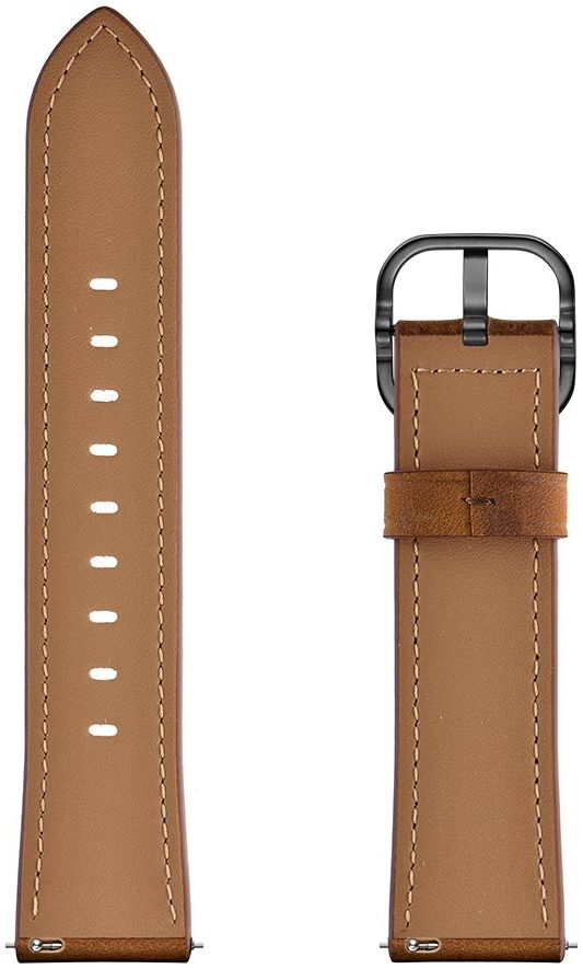 Universeel Smartwatch 22MM Bandje - Leer - met Modieuze Gespsluiting - Bruin afbeelding 7