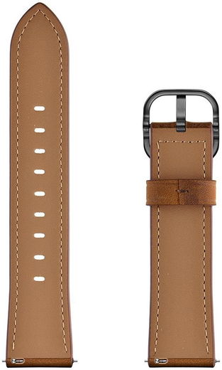 Universeel Smartwatch 22MM Bandje - Leer - met Modieuze Gespsluiting - Bruin afbeelding 7