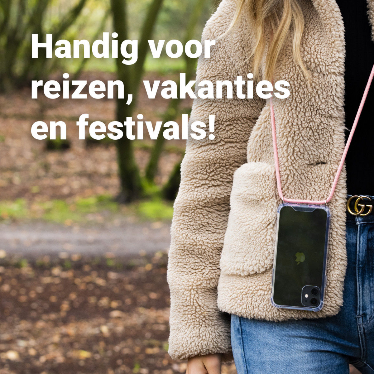 iPhone SE (2020/2022) / 8 / 7 Hoesje Back Cover met Koord Zwart afbeelding 7