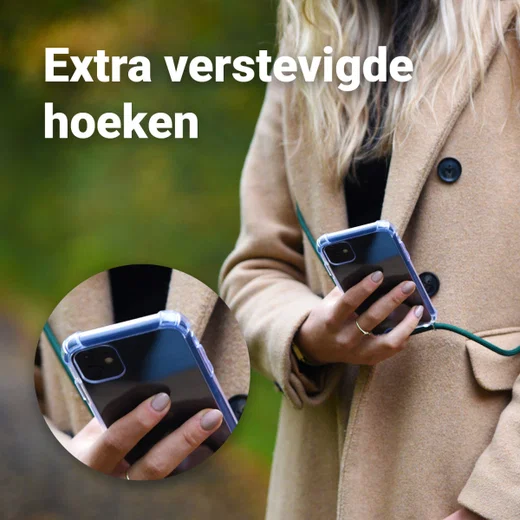iPhone SE (2020/2022) / 8 / 7 Hoesje Back Cover met Koord Zwart afbeelding 9