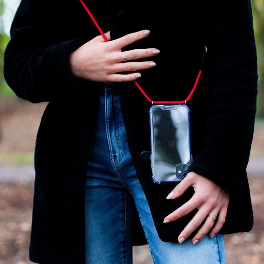 iPhone SE (2020/2022) / 8 / 7 Hoesje Back Cover met Koord Rood afbeelding 4