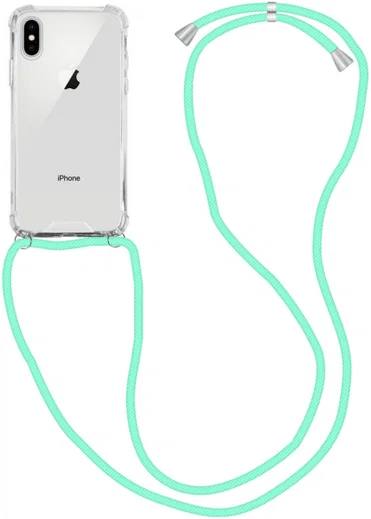 Apple iPhone XS / X Hoesje Back Cover met Koord Mint Groen afbeelding 1