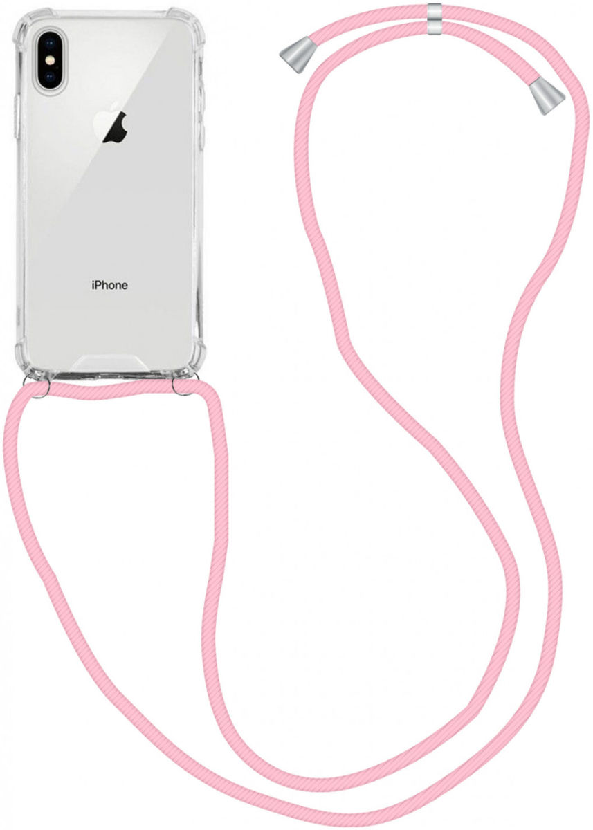 Apple iPhone XS / X Hoesje Back Cover met Koord Roze afbeelding 1