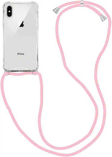 Apple iPhone XS / X Hoesje Back Cover met Koord Roze afbeelding 1