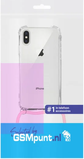 Apple iPhone XS / X Hoesje Back Cover met Koord Roze afbeelding 2