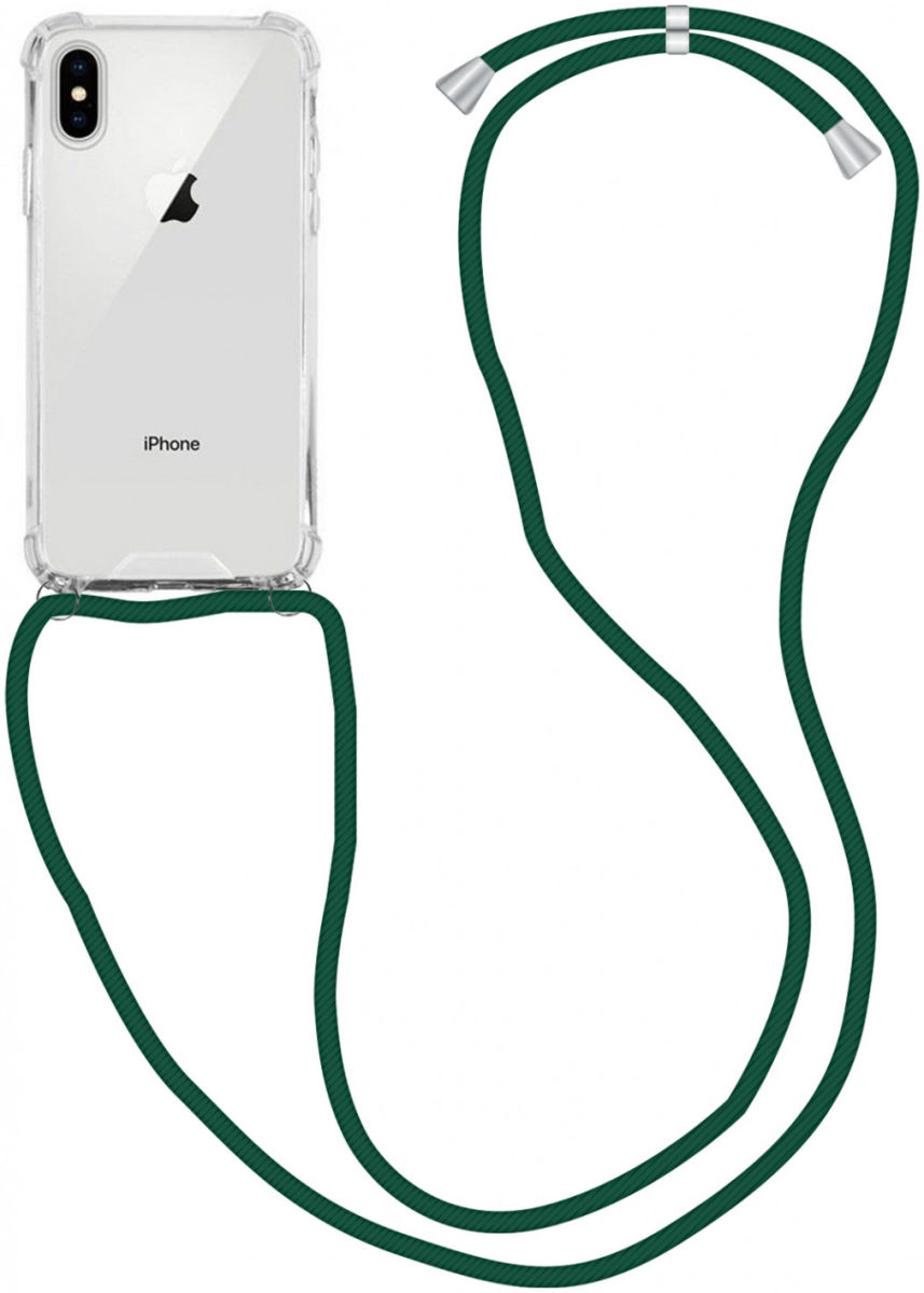 Apple iPhone XS / X Hoesje Back Cover met Koord Donker Groen afbeelding 1