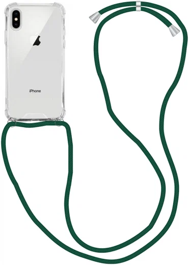 Apple iPhone XS / X Hoesje Back Cover met Koord Donker Groen afbeelding 1