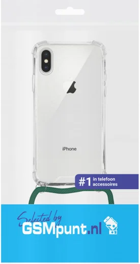 Apple iPhone XS / X Hoesje Back Cover met Koord Donker Groen afbeelding 3