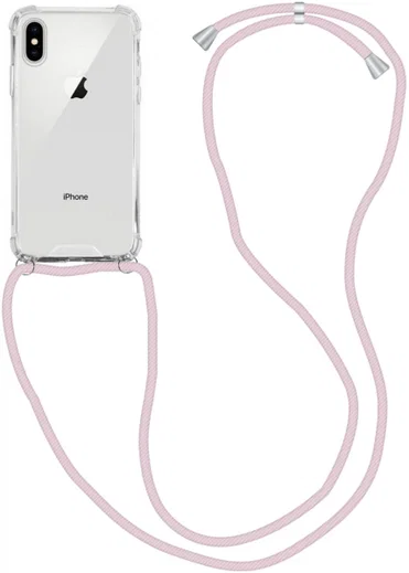 Apple iPhone XS / X Hoesje Back Cover met Koord Roze Goud afbeelding 1