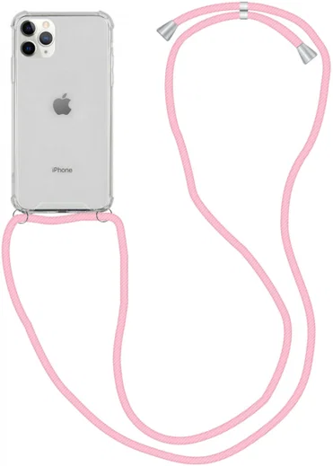 Apple iPhone 11 Pro Hoesje Back Cover met Koord Roze afbeelding 1