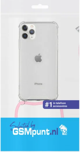 Apple iPhone 11 Pro Hoesje Back Cover met Koord Roze afbeelding 2