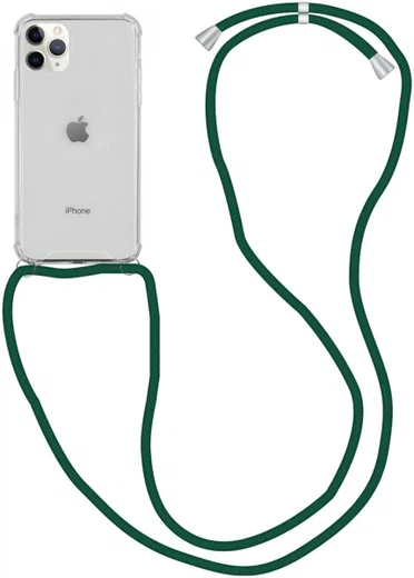 Apple iPhone 11 Pro Hoesje Back Cover met Koord Donker Groen afbeelding 1