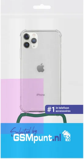 Apple iPhone 11 Pro Hoesje Back Cover met Koord Donker Groen afbeelding 2