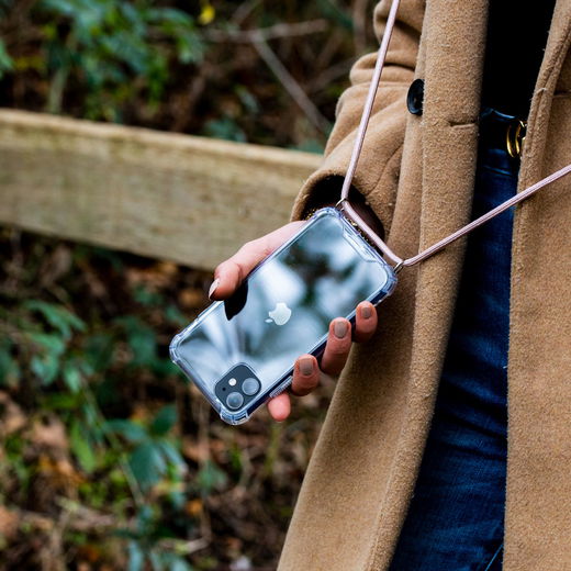 Apple iPhone 11 Pro Hoesje Back Cover met Koord Roze Goud afbeelding 4